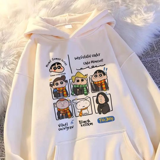 Discover MINISO Casual Comfortable Hoodie Women's Hooded Top Crayon Shin Chan Style Hoodie Cute Hoodie Loose Hoodie Women’s Clothes