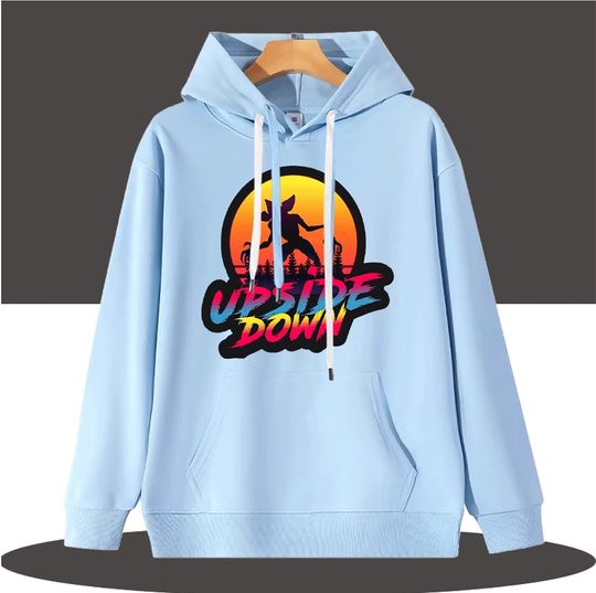 Upside Down Stranger Things Inspired Parent-Child Hoodie, Unique Sunset and Monster Design Matching Family Sweatshirt for Casual