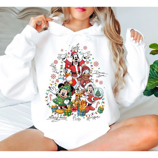 Discover 2025 Christmas Disney Mickey Hoodies Boy Girl Autumn Winter Family Parent-Child Clothing Men Women Oversized Loose Long Sleeves