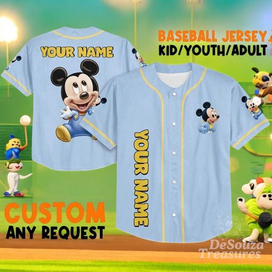 Discover Personalized Disney Mickey Baby Baseball Jersey, Custom Infant Toddler Jersey Shirt