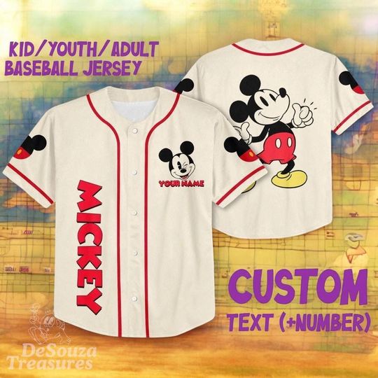 Discover Personalized Disney Mickey Baseball Jersey, Custom Cute Sports Shirt