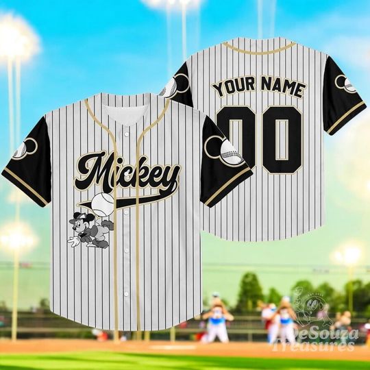 Discover Custom Disney Mickey Baseball Jersey, Black Personalized Kid Youth Adult Jersey
