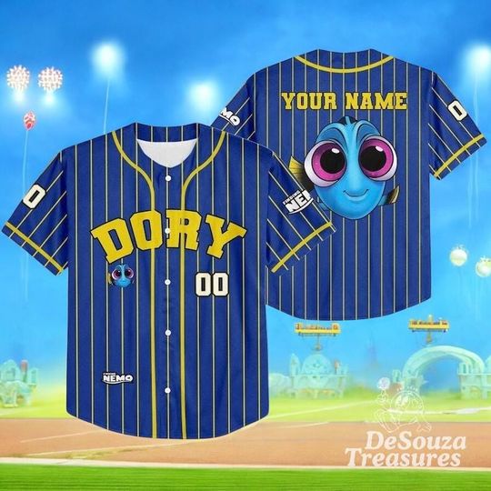 Discover Personalized Finding Nemo Baby Dory Jersey, Custom Disney Baseball Shirt