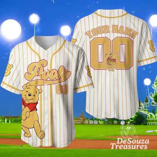 Discover Custom Winnie the Pooh Baseball Jersey, Disney Inspired Striped Shirt