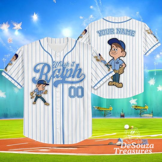 Custom Wreck-It Ralph & Felix Jersey, Disney Baseball Shirt