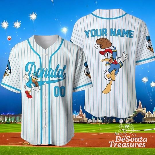 Discover Personalized Donald Duck Baseball Jersey, Disney 3D Printed Shirt