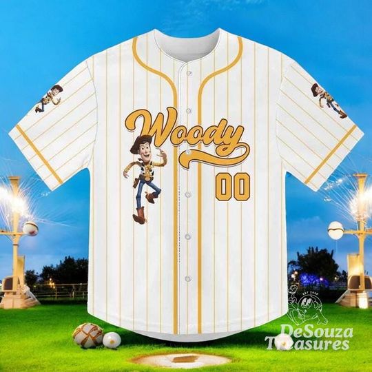Discover Custom Toy Story Characters Striped Baseball Jersey, Personalized Pixar Disney Shirt