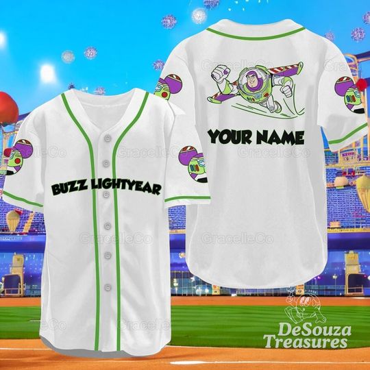 Custom Buzz Lightyear Baseball Jersey, Personalized Toy Story Space Ranger Shirt