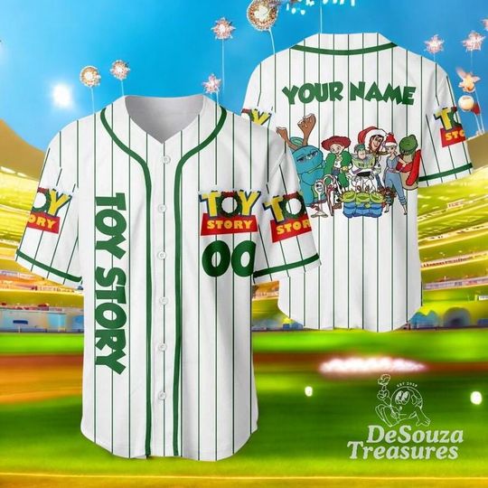 Discover Custom Toy Story Christmas Baseball Jersey, Personalized Pixar Characters Holiday Shirt