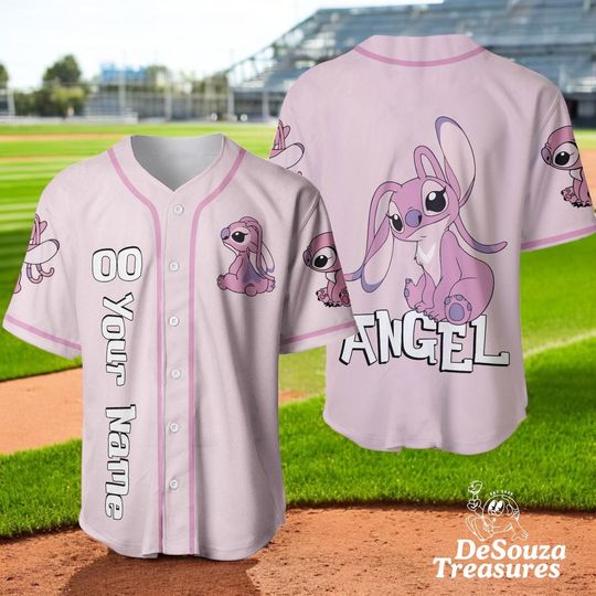 Discover Pink Bunny Alien Baseball Jersey, Custom Name & Number, Cute Pastel Creature Team Shirt