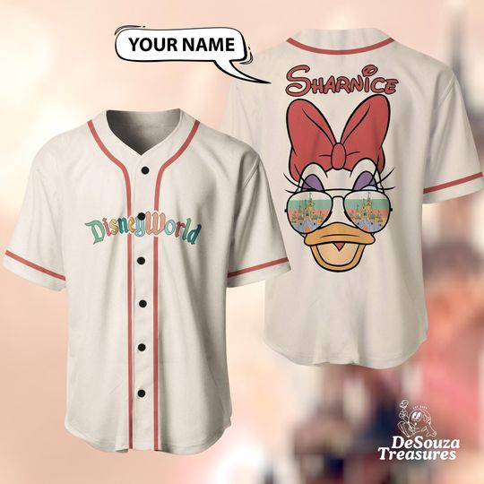 Discover Personalized Daisy Duck DisneyWorld Baseball Jersey, Custom Name Disney Trip Shirt