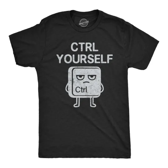 Discover Mens Funny T Shirts CTRL Yourself Sarcastic Keyboard Graphic Novelty Computer