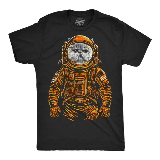 Discover Mens Funny T Shirts Space Kitty Cool Astronaut Kitten Graphic Tee for Men