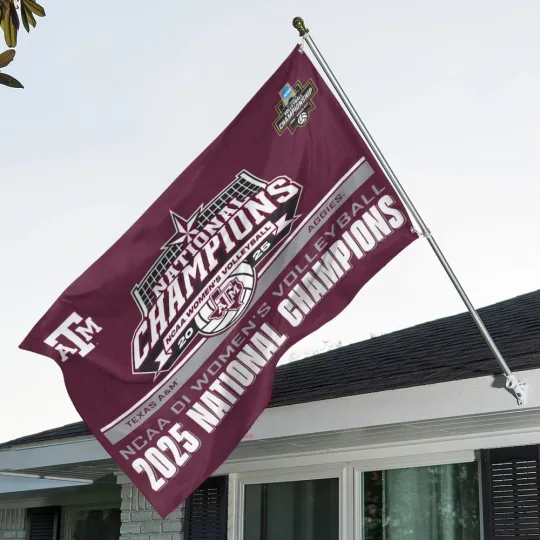 Discover Texas A&M 2025 Women’s Volleyball National Champions 3D Double-side House Flag