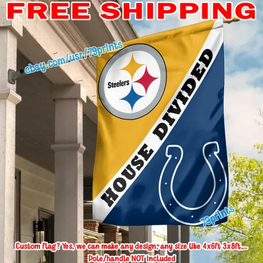 Discover Pittsburgh Steeler vs Indianapolis Colts House Divided Flag