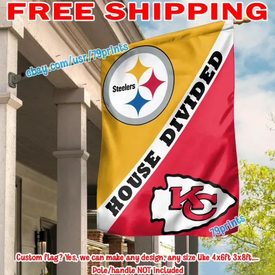 Pittsburgh Steeler vs Kansas City Chiefs House Divided Flag