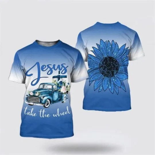 Discover Christian Jesus Take The Wheel All Over Print 3D T-Shirt
