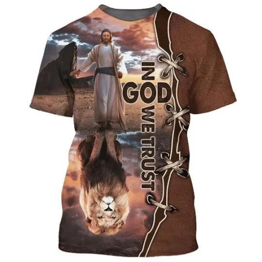 Discover In God We Trust Jesus And The Lions Jesus Christian 3D T-Shirt