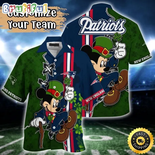 Discover Customized football New England Hawaiian Mickey Mouse Saint Patricks Day