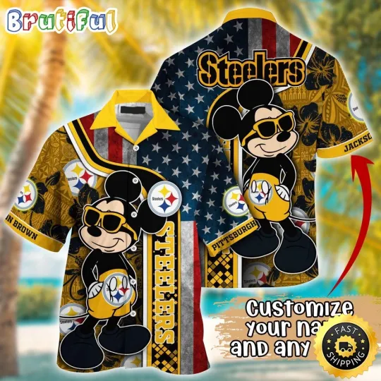 Discover Customized football Pittsburgh Hawaiian Shirt Mickey Mouse Tropical Shirt