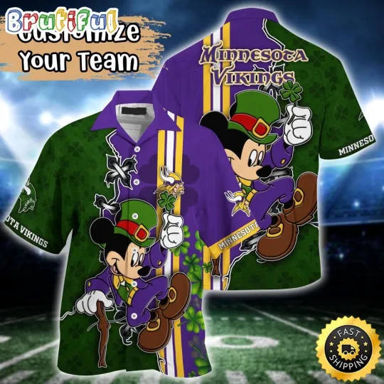 Discover Customized football Minnesota Hawaiian Shirt Mickey Saint Patricks Day
