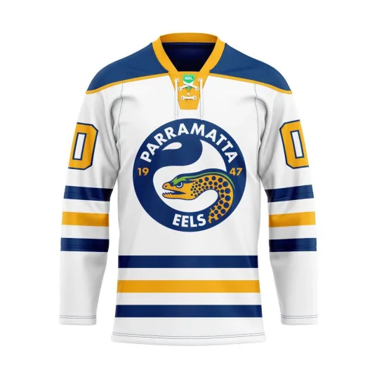 Discover Personalized Parramatta Eels Lace Hockey Shirt Men's Fan Jersey Christmas Gift