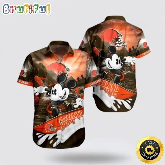 Discover football Cleveland Hawaiian Shirt Mickey Mouse Surf Board Summer