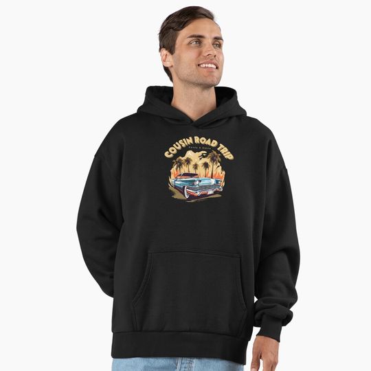 Cousin Road Trip T-Shirt | Roads & Roots Vintage Car Travel Design for Cousins Premium Oversized Hoodie