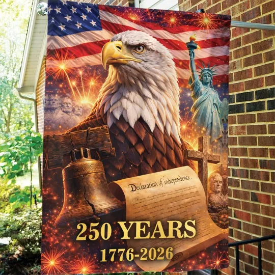 Discover 250 Years America Garden Flag, 250th Anniversary USA Patriotic Banner House Flag