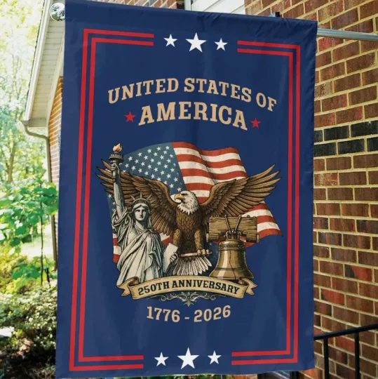Discover USA 250th Anniversary America Anniversary Independence House Flag, Garden Flag