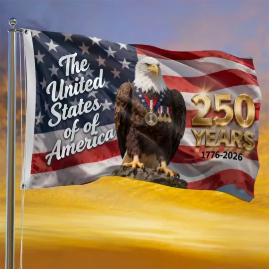 Discover Patriotic American Flag, 250th Anniversary Design (1776-2026) - House Flag