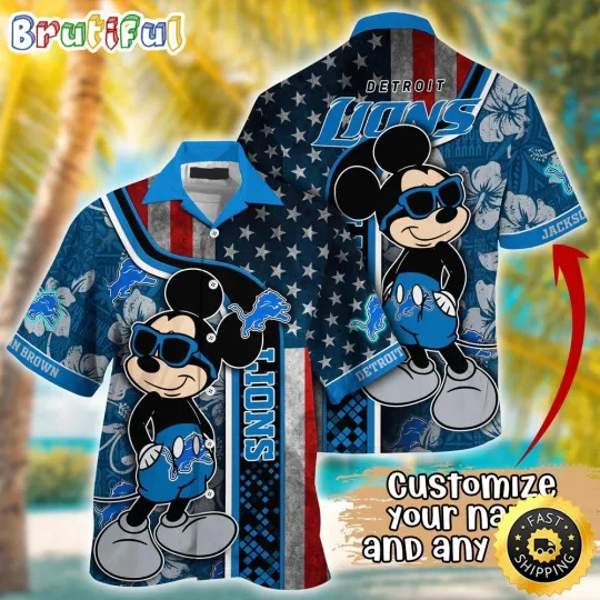Discover Customized football Detroit Football Hawaiian Shirt Mickey Mouse Tropical Shirt