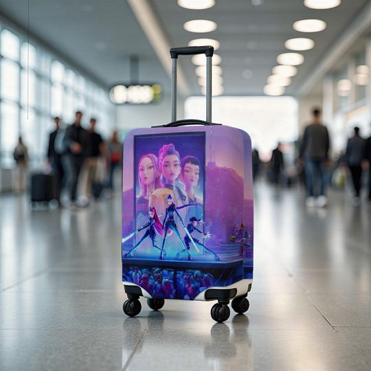 Discover Kpop Anime Girl Luggage Cover, Demon Hunter Suitcase Cover, Travel Bag Protector, Pop Art Suitcase Cover