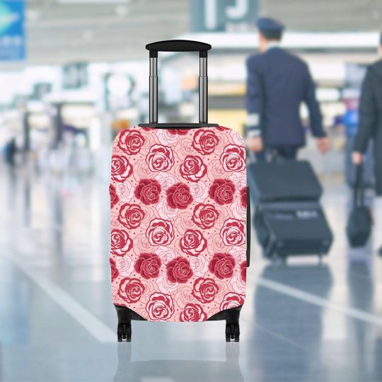 Discover Rose Floral Luggage Cover, Travel Suitcase Cover&nbsp;Protector Skins, Custom Photo Print Available Fits for 18-32 Inch Trip Luggage