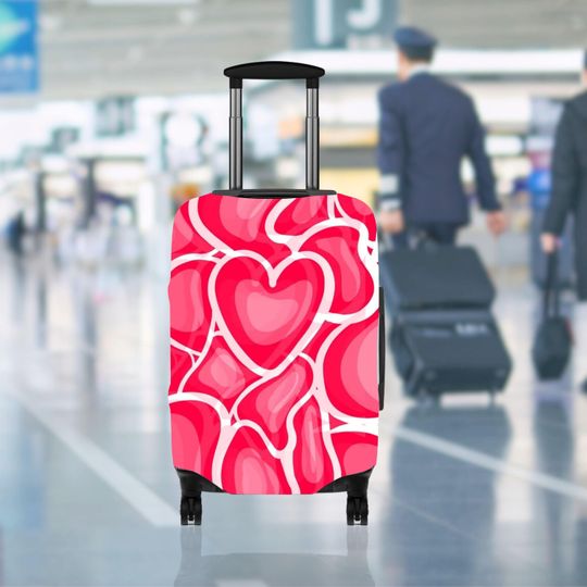 Discover Pink Abstract Luggage Cover, Travel Suitcase Cover&nbsp;Protector Skins, Custom Photo Print Available Fits for 18-32 Inch Trip Luggage