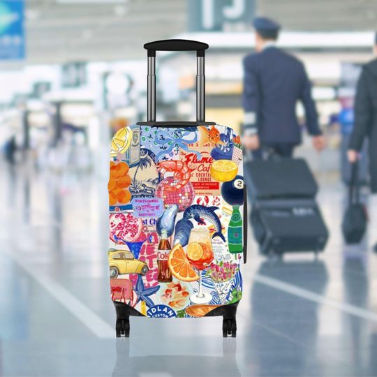 Discover Fruit Drink Sun Scrapbook Luggage Cover, Travel Suitcase Protector Skin