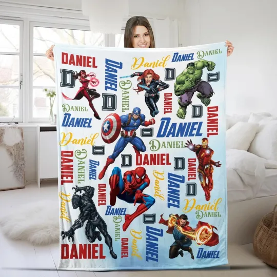 Discover Personalized Disney Marvel Superhero Blanket/Marvel Avengers Fleece Blanket