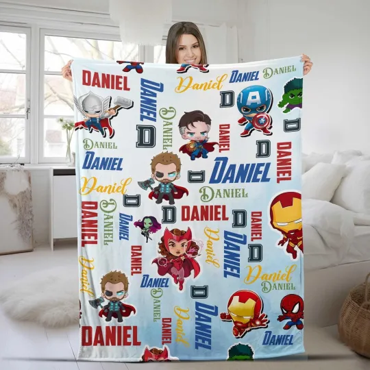Discover Personalized Disney Marvel Superhero Blanket Marvel Avengers Fleece Blanket