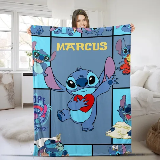 Discover Disney Stitch Fleece Blanket, Personalized Disney Lilo And Stitch Blanket