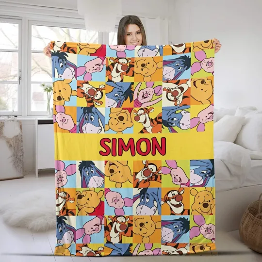 Discover Personalized Name Classic Winnie The Pooh Fleece Blanket
