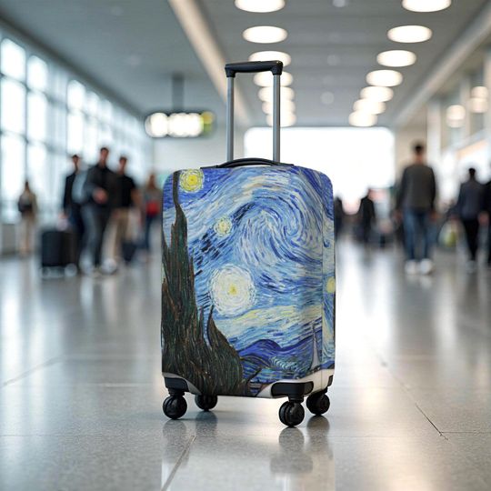 Discover Van Gogh Luggage Cover, Starry Night Suitcase Protector, Travel Bag Cover