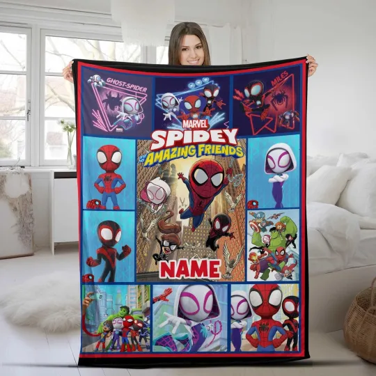 Personalized Spidey And His Amazing Friends Fleece Blanket
