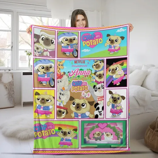 Discover Personalized Chip And Potato Blanket, Chip And Potato Birthday Fleece Blanket