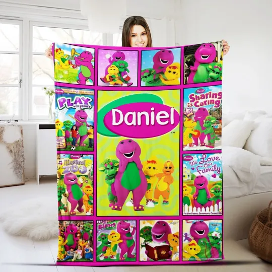 Discover Custom Barney And Friends Fleece Blanket, Barney The Dinosaur Blanket