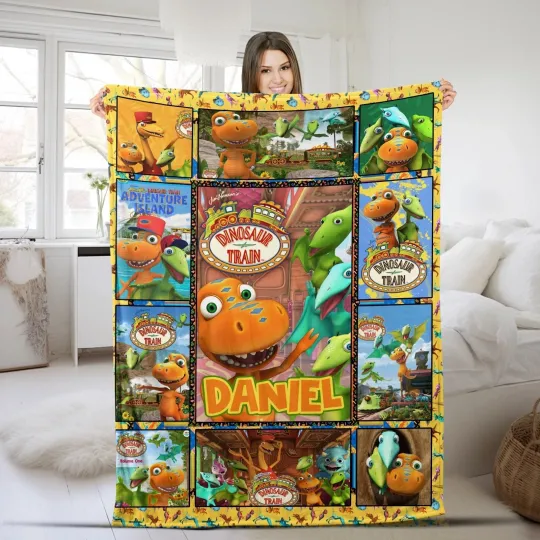 Discover Personalized Cute Dinosaur Train Fleece Blanket, Dinosaur Train Birthday Party