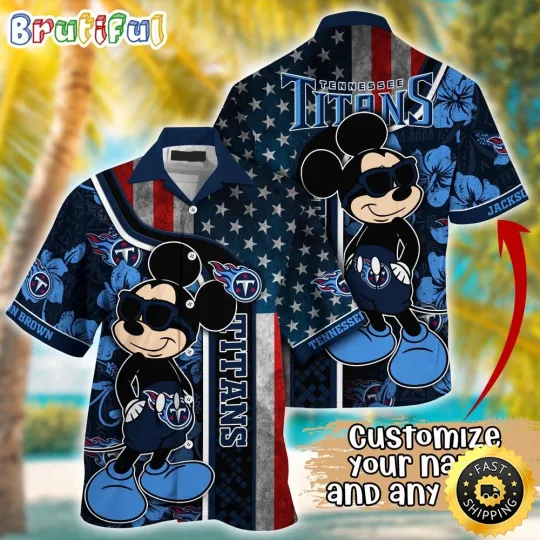 Discover Customized football Tennessee Titans Hawaiian Shirt Mickey Mouse Tropical Shirt