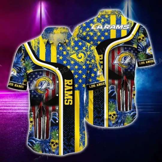 Discover Los Angeles Rams Patriotic Tropical Hawaiian Shirt Summer Aloha