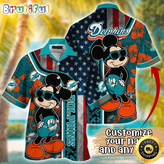 Customized football Miami Hawaiian Shirt Mickey Mouse Tropical Shirt