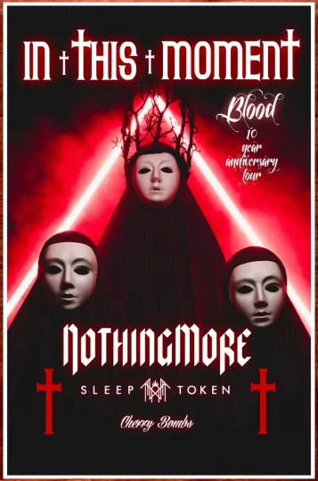 Discover In This Moment, Nothing More, Sleep Token 2022 Tour Ltd Ed Vertical Poster