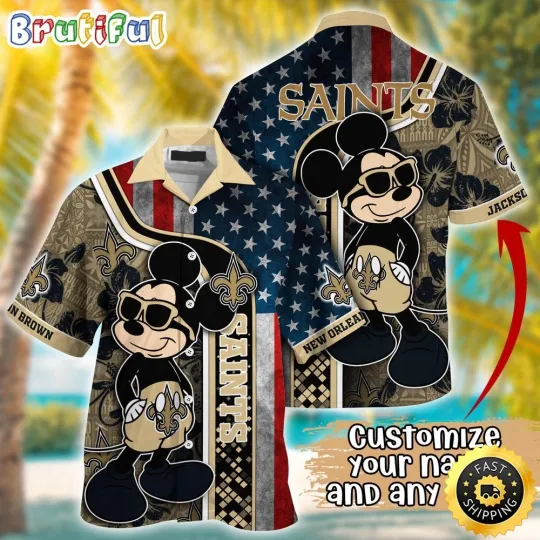 Customized football New Orleans Hawaiian Shirt Mickey Mouse Tropical Shirt